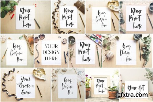 CreativeMarket 12+ Styled Scene Art Print Mock Ups 2611893