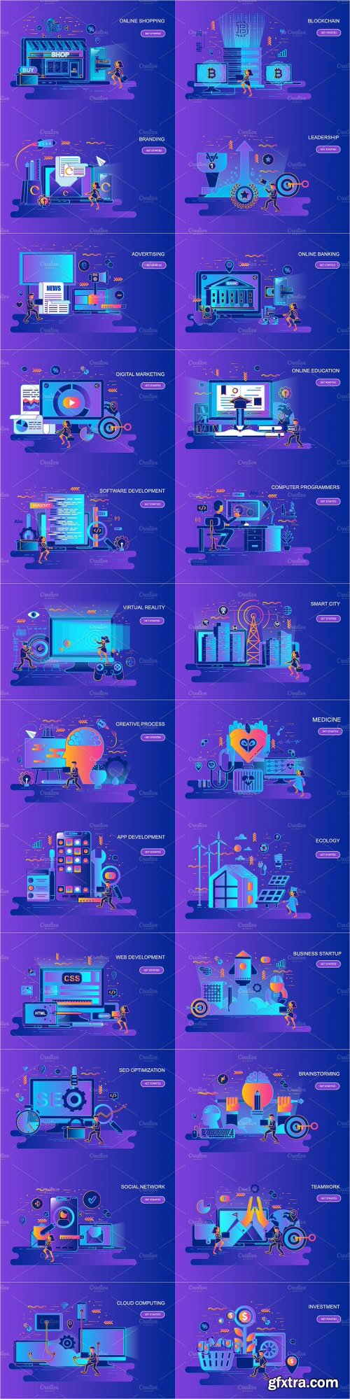 CreativeMarket Gradient Flat Design Concepts 2590688