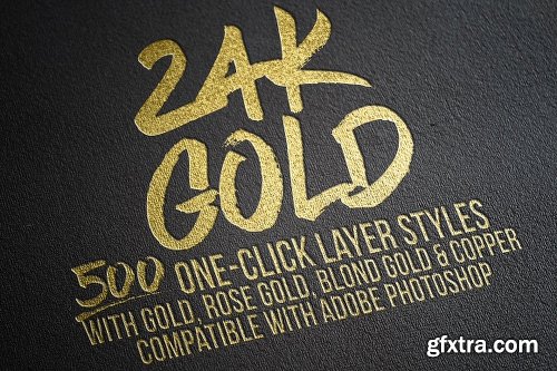 CreativeMarket 500 Gold Foil Layer Styles Photoshop 2572258