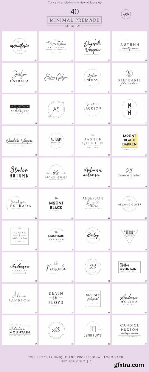 CreativeMarket Minimal Premade Logo Bundle V04 2562978