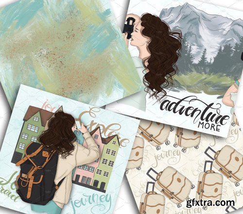 CreativeMarket Wanderlust Hand Drawn Design Kit 2561247