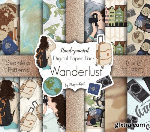 CreativeMarket Wanderlust Hand Drawn Design Kit 2561247