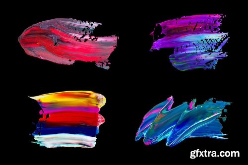 CreativeMarket 170 Abstract Paint Strokes Bundle 2406747