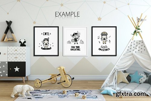 CreativeMarket KIDS WALL & FRAMES Mockup Bundle - 4 2363823