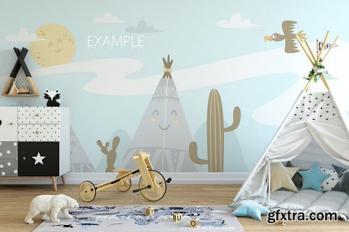 CreativeMarket KIDS WALL & FRAMES Mockup Bundle - 4 2363823