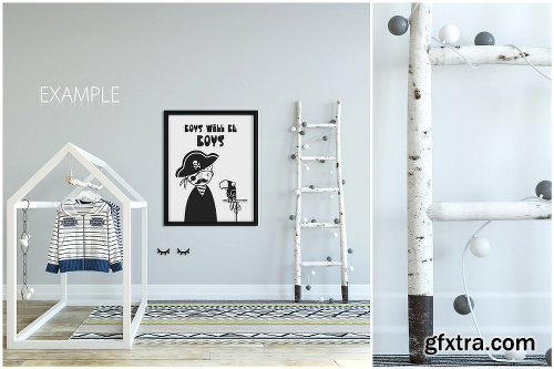 CreativeMarket KIDS WALL & FRAMES Mockup Bundle - 4 2363823