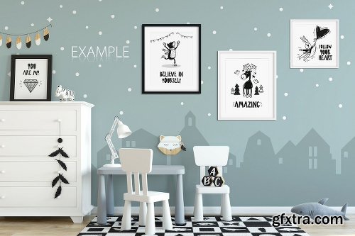 CreativeMarket KIDS WALL & FRAMES Mockup Bundle - 4 2363823