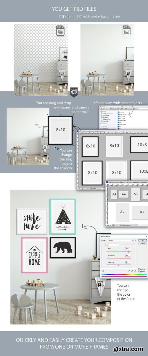 CreativeMarket KIDS WALL & FRAMES Mockup Bundle - 4 2363823