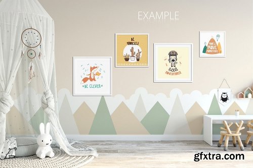 CreativeMarket KIDS WALL & FRAMES Mockup Bundle - 4 2363823