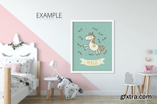 CreativeMarket KIDS WALL & FRAMES Mockup Bundle - 4 2363823