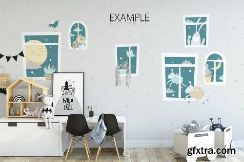 CreativeMarket KIDS WALL & FRAMES Mockup Bundle - 4 2363823