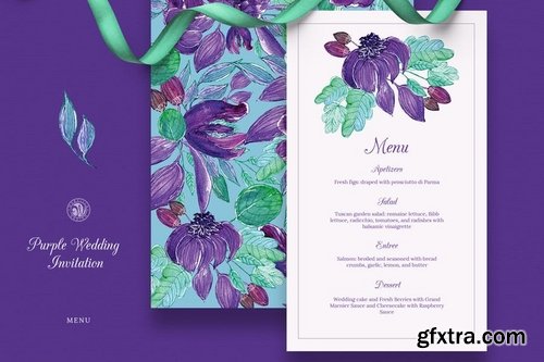 Purple Wedding Invitation Set