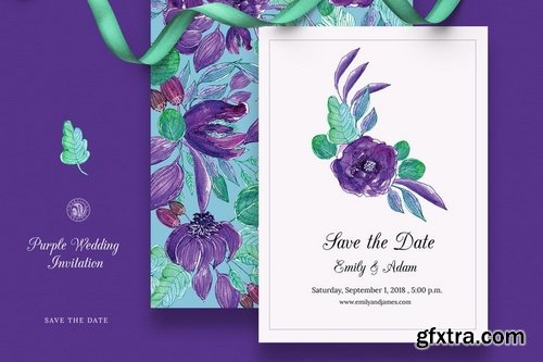 Purple Wedding Invitation Set