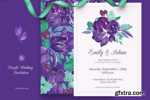 Purple Wedding Invitation Set