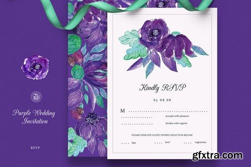 Purple Wedding Invitation Set