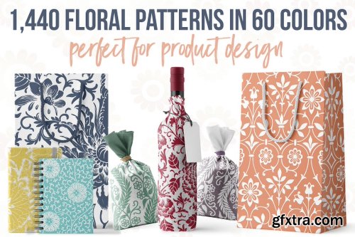 CreativeMarket 1,440 Floral Patterns in 60 Colors 2572449