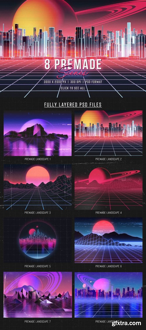 CreativeMarket Retro Landscape Kit 2572834