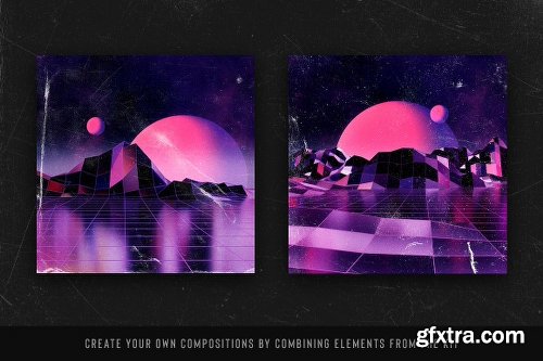 CreativeMarket Retro Landscape Kit 2572834