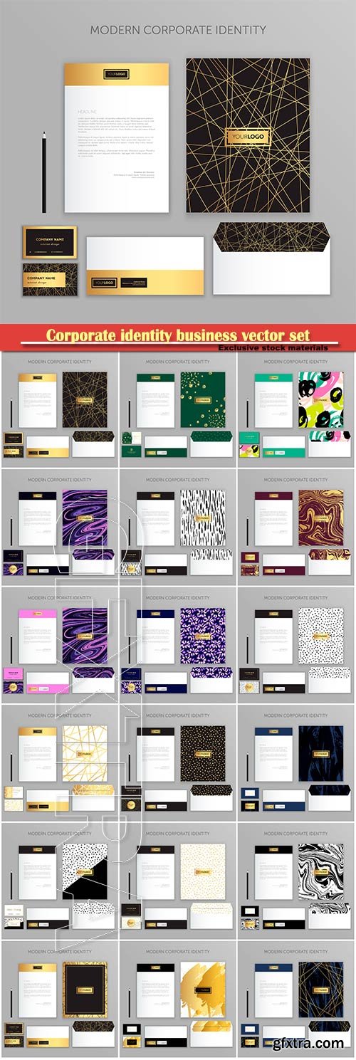 Corporate identity business vector set, modern stationery template design