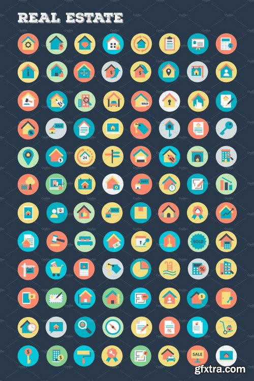 CreativeMarket 4059 Flat Rounded Vector Icons 2211054