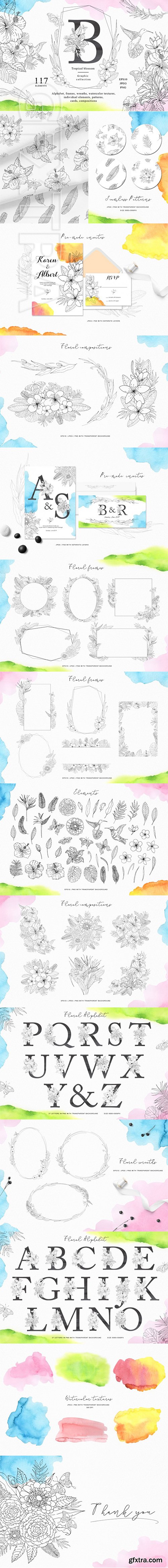 Tropical blossom graphic collection