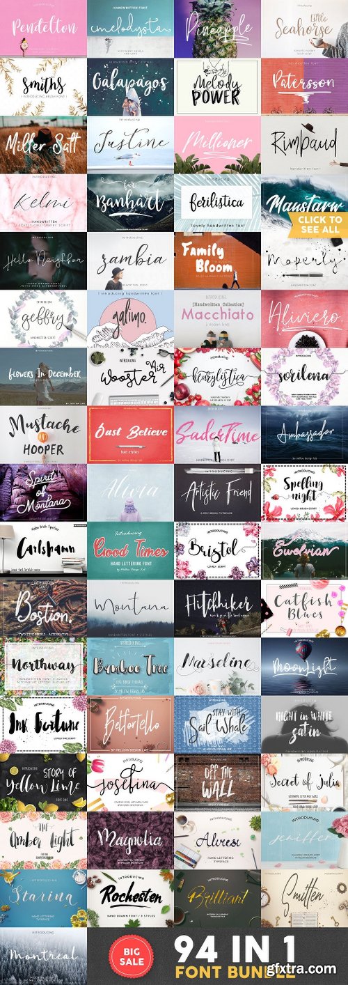 CreativeMarket 94 IN 1 Font Bundle SALE 1576574