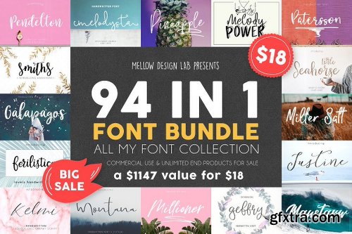 CreativeMarket 94 IN 1 Font Bundle SALE 1576574