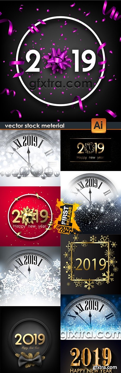 2019 New Year festive inscriptions decorative design 2