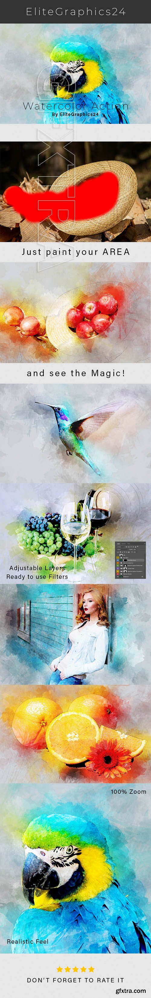 GraphicRiver - Realistic Watercolor Photoshop Action 22342745