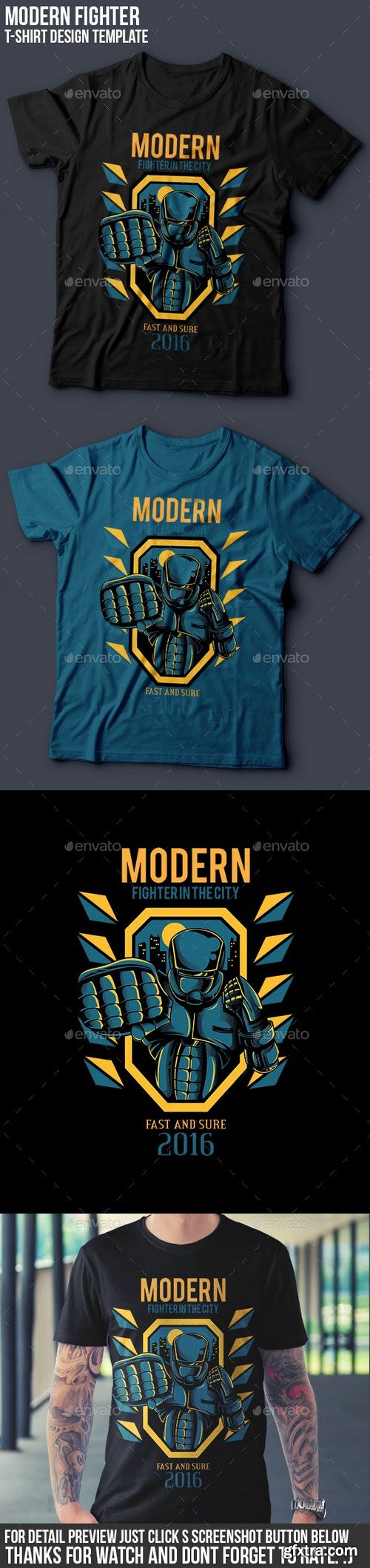 Graphicriver - Modern Fighter T-Shirt Design 14481077