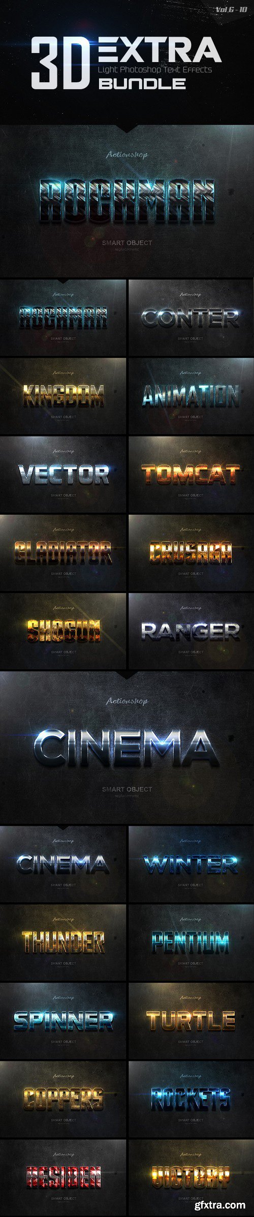 Graphicriver - New 3d Extra Light Text Effects Bundle Two 20803928