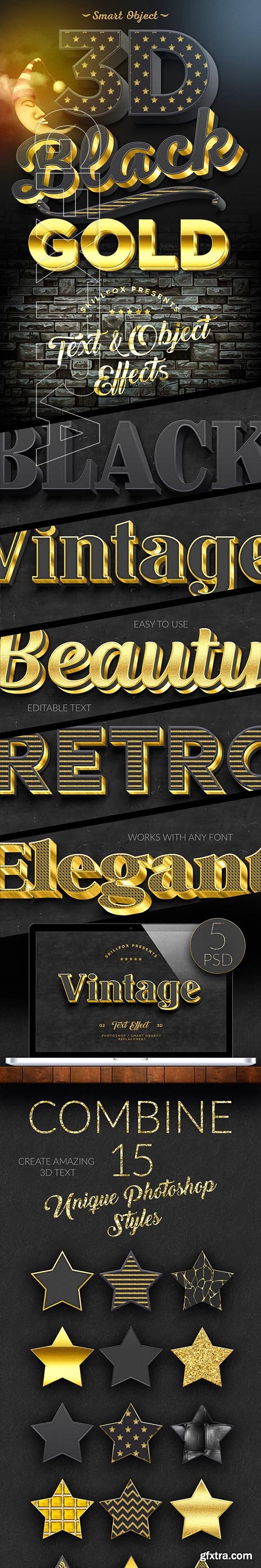 GraphicRiver - 15 3D Black and Gold Text and Logo Mockup 22472703