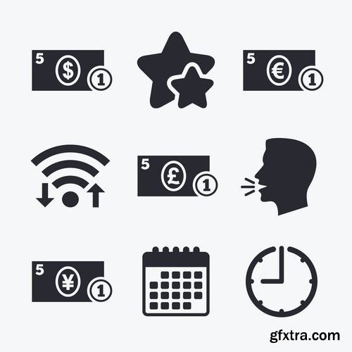 Icon flat web design element of various subjects 4-25 EPS
