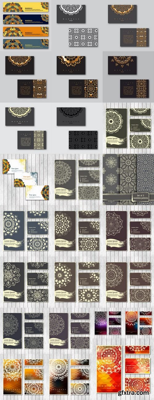 Business card Indian ethnic ornament pattern mandala flyer image a banner 25 EPS