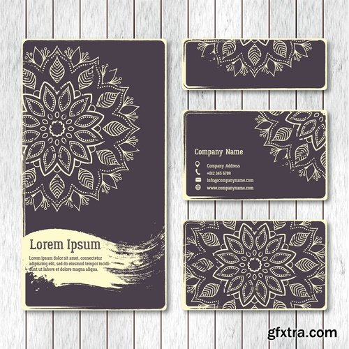 Business card Indian ethnic ornament pattern mandala flyer image a banner 25 EPS