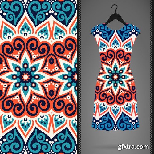 Dress clothing Indian ethnic ornament pattern mandala image banner 25 EPS