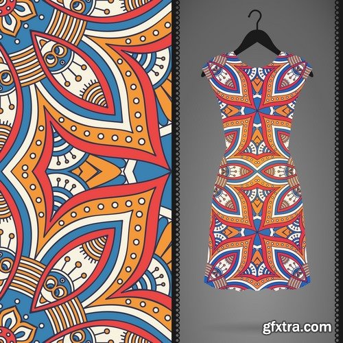 Dress clothing Indian ethnic ornament pattern mandala image banner 25 EPS