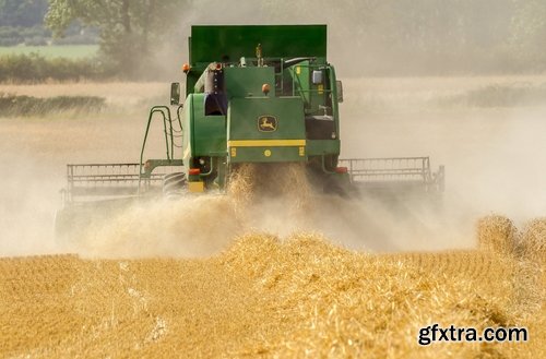 Combine tractor harvesting field of agricultural crop harvester 25 HQ Jpeg