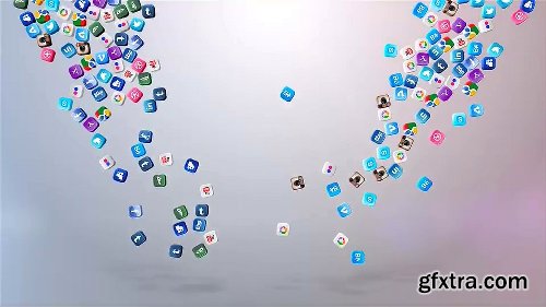 Videohive Falling Social Icons - Logo reveal 7891706