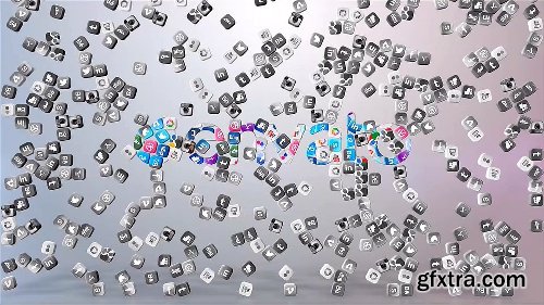 Videohive Falling Social Icons - Logo reveal 7891706