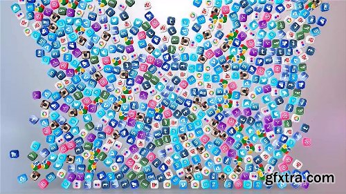 Videohive Falling Social Icons - Logo reveal 7891706