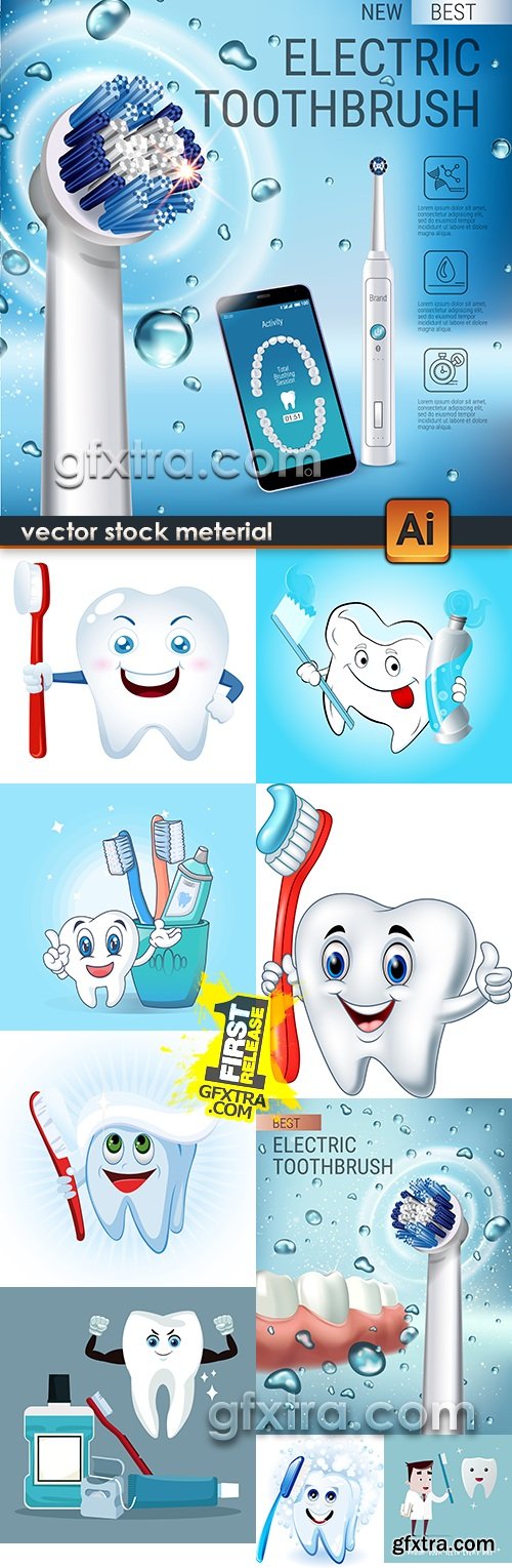 Stomatology cartoon tooth and toothbrush protection