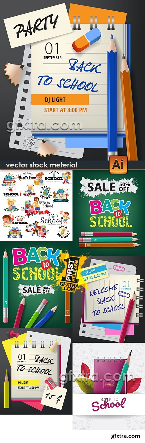 Back to school vector drawing collection illustrations 14