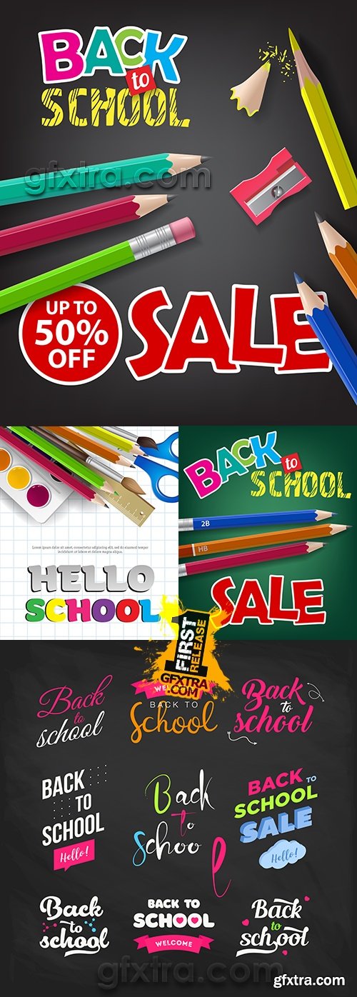 Back to school vector drawing collection illustrations 14