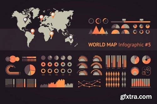 WORLD MAP INFOGRAPHIC SET