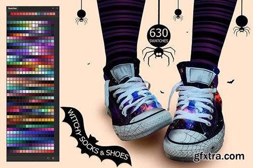 CreativeMarket - Witchy Socks & Shoes Swatches 2873705