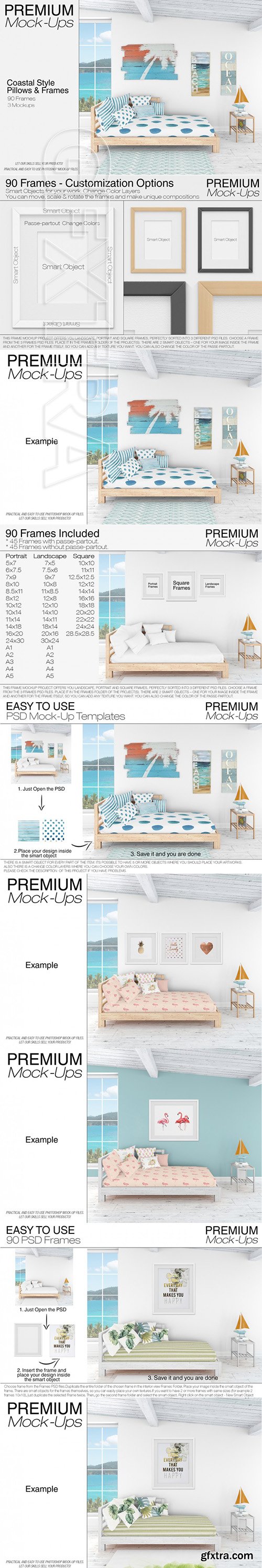 Pillows & Frames Set - Coastal Style