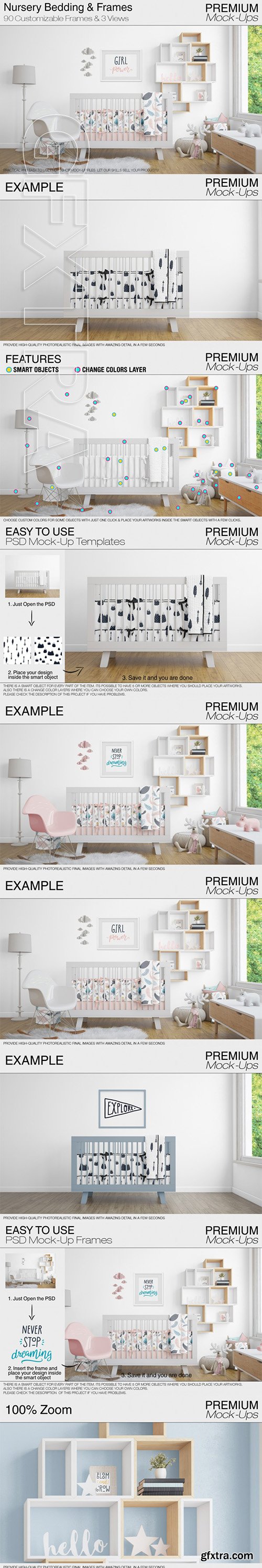 Nursery Crib Wall & 90 Frames