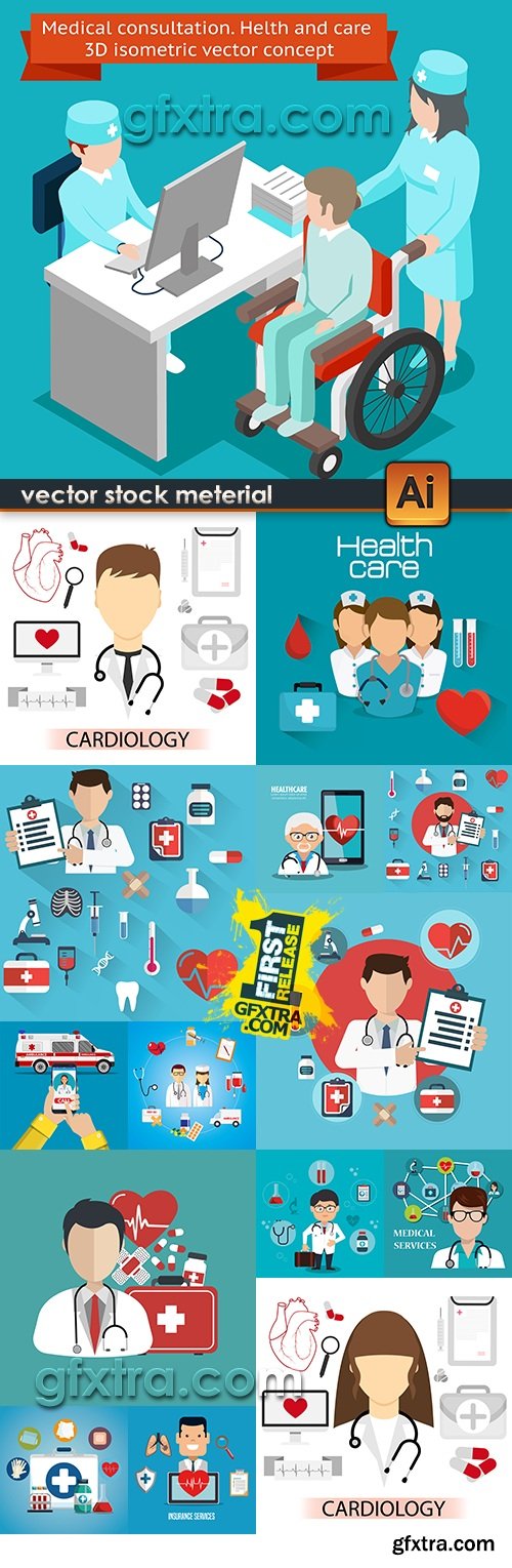 Medicine health and treatment collection illustrations 3