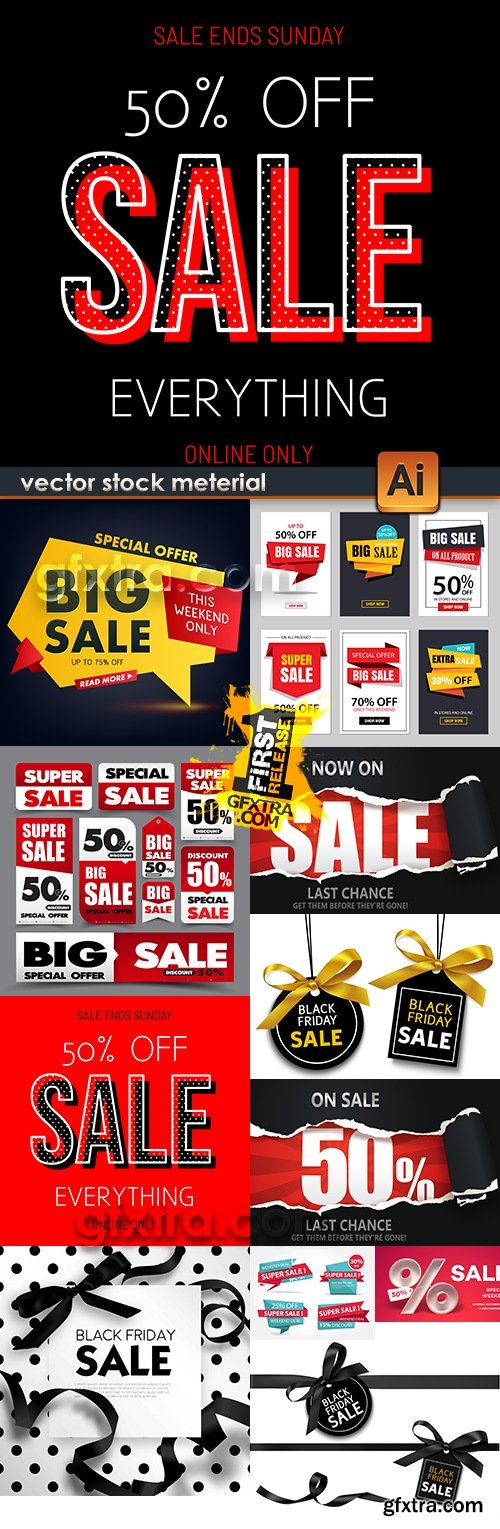 Sale discount collection banner promotion vector illustration